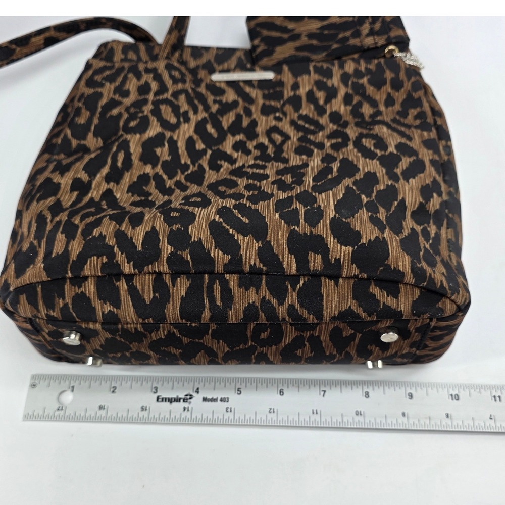 Jones New York Leopard Shoulder Bag Animal Print Nylon Tote ID Case Y2K Classic - Picture 12 of 14